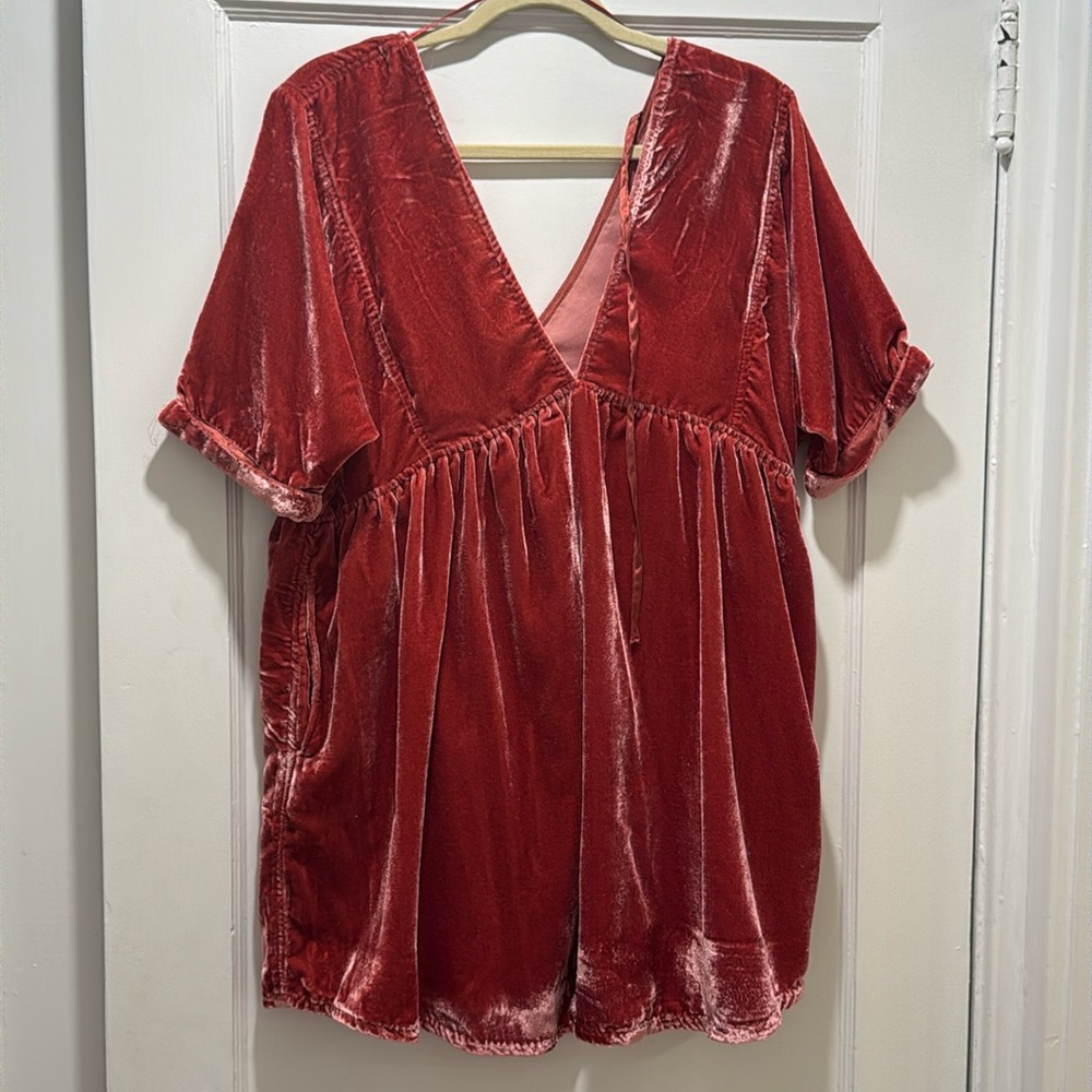 Free People Red Velvet Mini Dress
